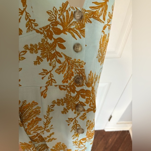 Free People Be The One Jumpsuit | Size 2 | Pale Blue-Green with Rust Floral - Picture 7 of 14